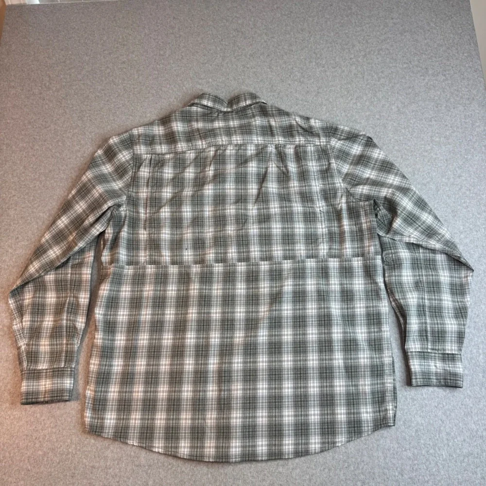 Wrangler Outdoor Series Mens XL Green Plaid Long Sleeve Fishing Hiking Shirt